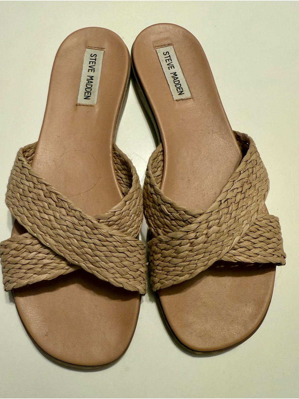 Steve Madden Braided Tan Slide Sandals